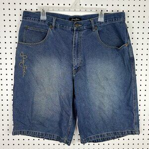 Sean‎ John Carpenter Baggy Jean Shorts Size 38 Jorts Wide Leg Skate Y2K Graffiti